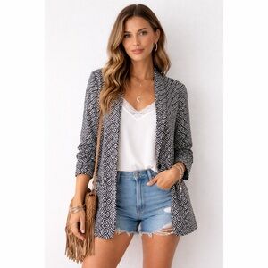 Lucky | Monochrome Geo Pattern Ultra Soft Comfy Blazer Jacket